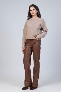 Wool cropped sweater beige