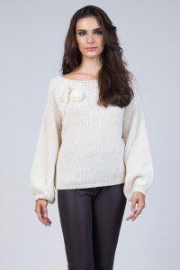 Mohair-blend embelished flowers sweater ivory