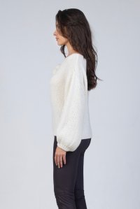 Mohair-blend embelished flowers sweater ivory