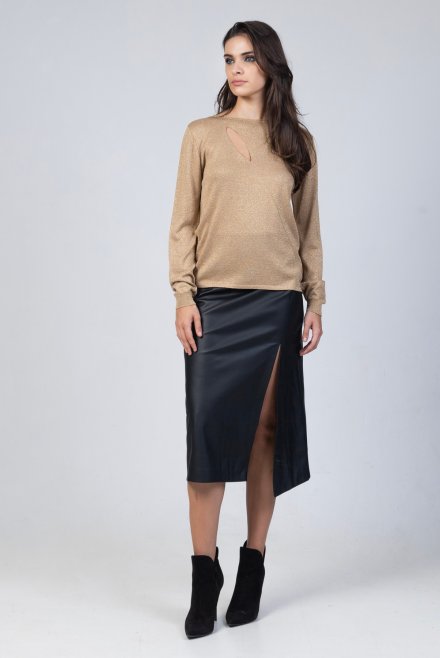 Lurex cut-out sweater gold