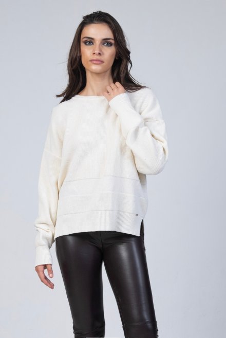 Wool ribbed sweater ivory