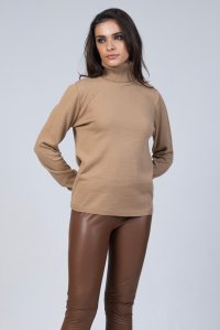 Wool blend turtleneck sweater camel