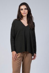 Wool v-neck  sweater cypress