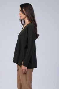 Wool v-neck  sweater cypress