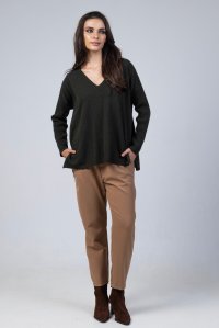 Wool v-neck  sweater cypress