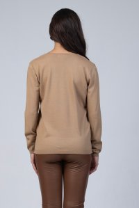 Wool blend v-neck sweater camel