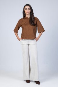 Faux suede short sleeved t-shirt brown