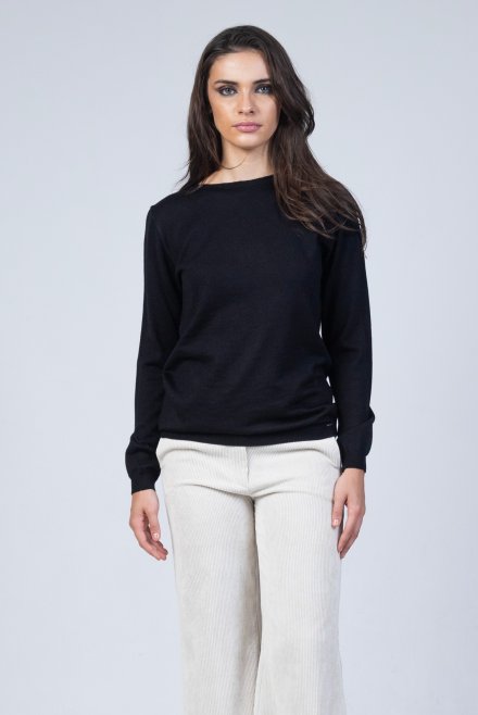 Wool blend basic sweater black