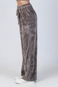 Velvet trackpants with knitted details taupe