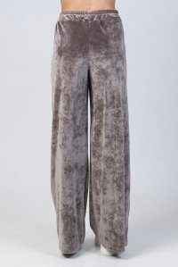 Velvet trackpants with knitted details taupe