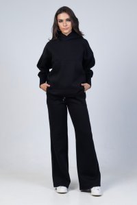 Cotton blend sweatpants with knitted details black