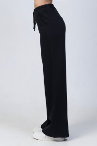 Cotton blend sweatpants with knitted details black