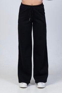 Cotton blend sweatpants with knitted details black