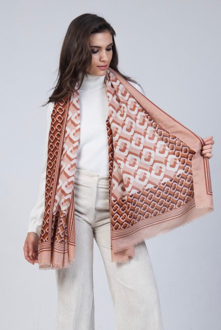 Multicolored wrap with chain pattern pink multicolored