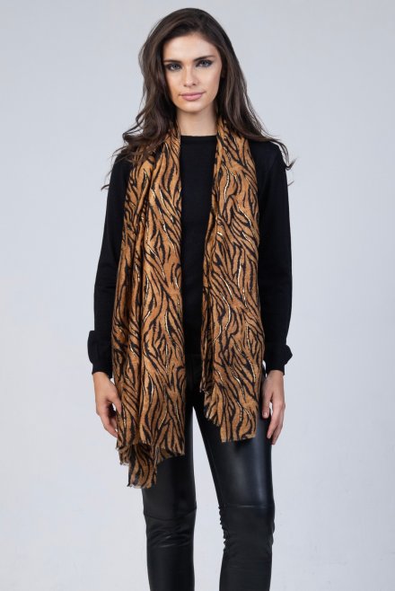 Εσάρπα με zebra print brown