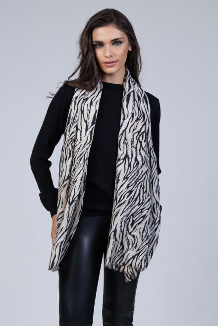 Εσάρπα με zebra print grey