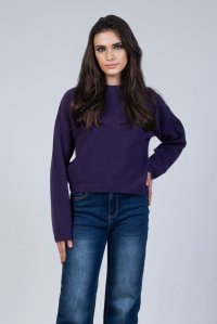 Wool cropped sweater violet