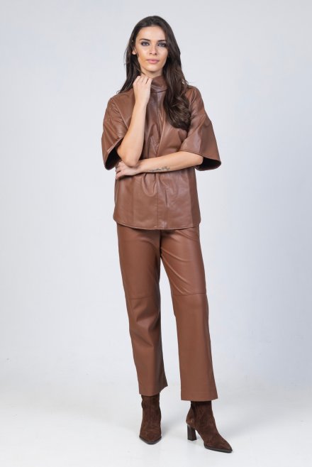 Faux leather jogger pants tabac