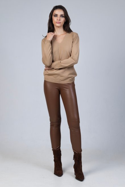 Faux leather stretch leggings tabac