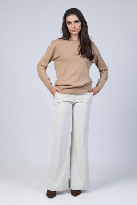 Corduroy high waist flare trousers vanilla