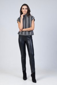 Faux leather stretch leggings black