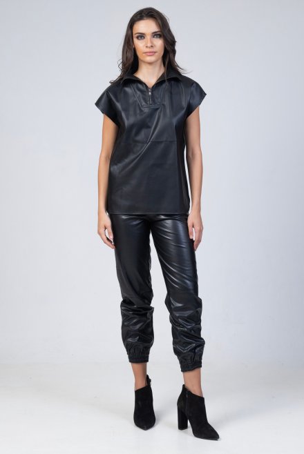 Faux leather truck pants black