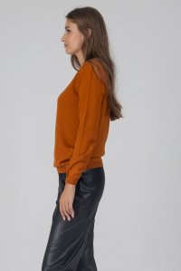 Wool blend basic sweater burnt orange