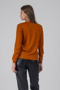 Wool blend basic sweater burnt orange