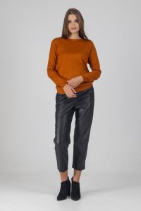 Wool blend basic sweater burnt orange