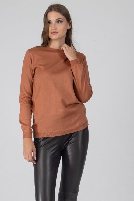 Wool blend basic sweater dusty peach