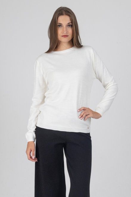 Wool blend basic sweater ivory