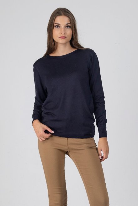 Wool blend basic sweater navy