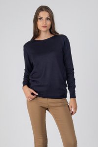 Wool blend basic sweater navy