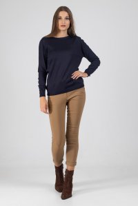 Wool blend basic sweater navy