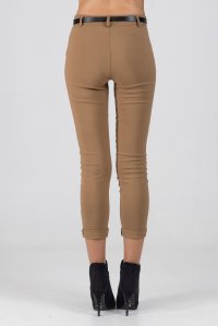 Classic belted pants,very strechwith romantic front poskets tan