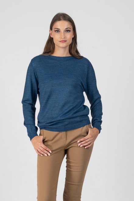 Wool blend basic sweater ocean