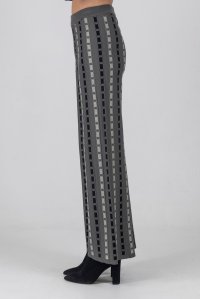 Knitted pants with lurex medium grey-black -silver grey