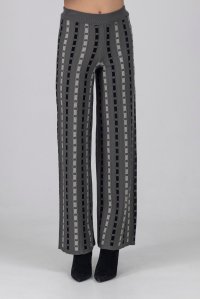 Knitted pants with lurex medium grey-black -silver grey