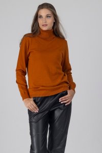 Wool blend turtleneck sweater burnt orange