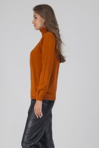 Wool blend turtleneck sweater burnt orange