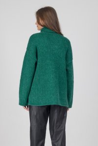 Mohair-lurex blend oversized turtleneck green