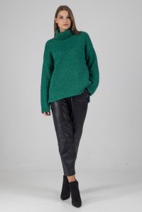 Mohair-lurex blend oversized turtleneck green