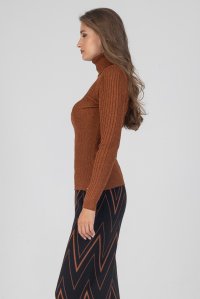 Viscose-blend ribbed turtleneck  sweater amber brown