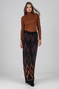 Viscose-blend ribbed turtleneck  sweater amber brown