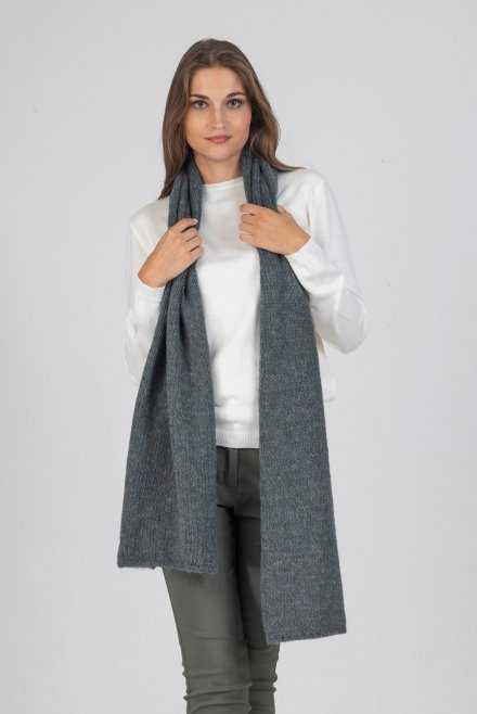 Mohair-lurex blend wrap dark khaki