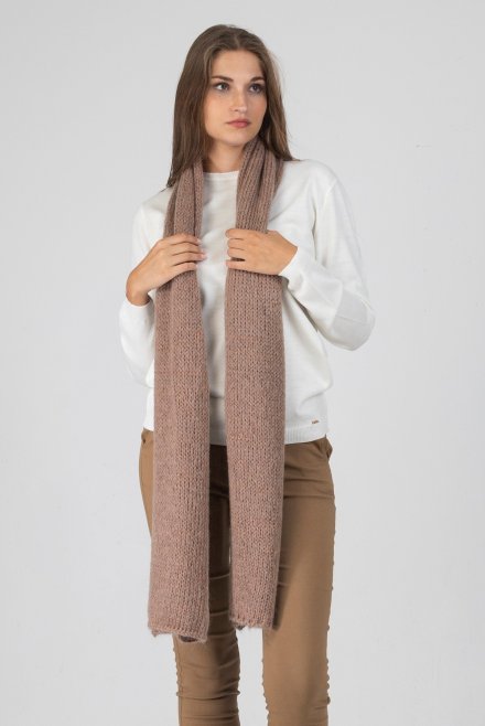 Mohair-lurex blend wrap taupe