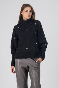 Embellished sweater with crystals black