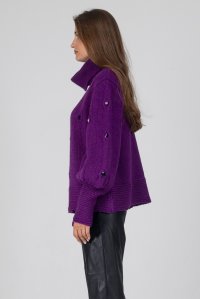 Embellished sweater with crystals violet