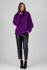 Embellished sweater with crystals violet