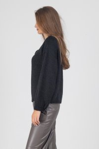 Mohair-blend embelished flowers sweater black